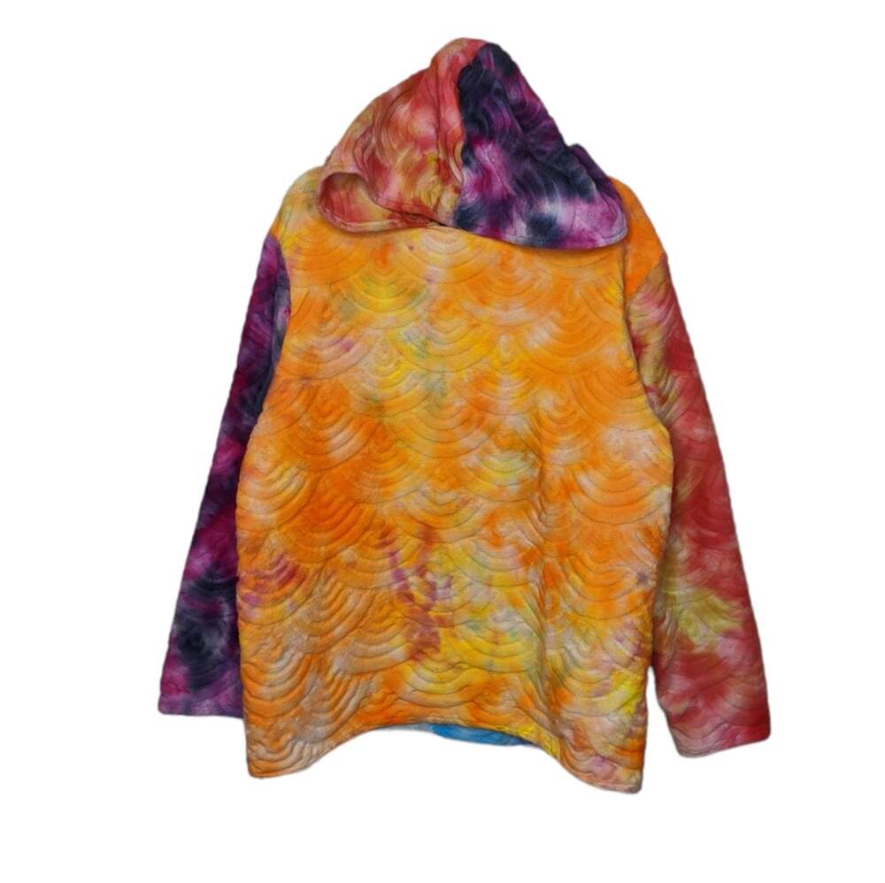 Vintage Custom Ice Tie Dye Hoodie Sweatshirt Colorblock Earth Tones Blanket